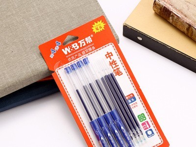 万帮3529型5笔5支替换芯吸卡装中性笔 0.5mm全针管厂家直供签字笔图3