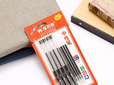 万帮3529型5笔5支替换芯吸卡装中性笔 0.5mm全针管厂家直供签字笔图2